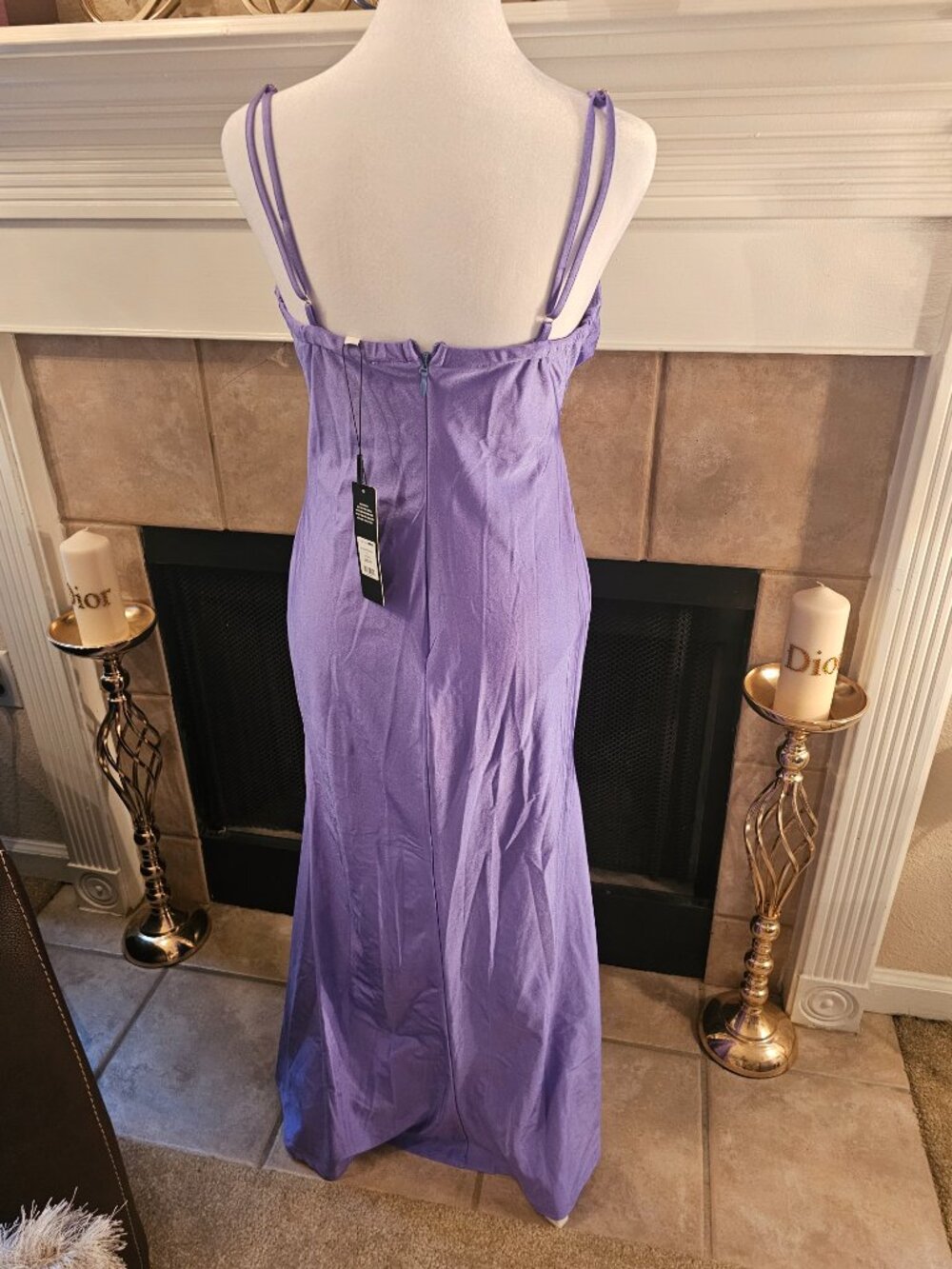 Fashion Nova Lavender Satin Maxi Dress | NWT | Size Medium | Formal - Picture 2 of 2